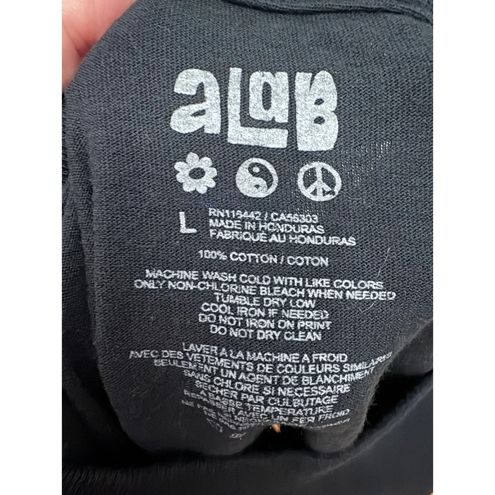 ALab Black Graphic T-Shirt with Colorful Mushroom Print Hippiecorecore Tee Large - Picture 6 of 6